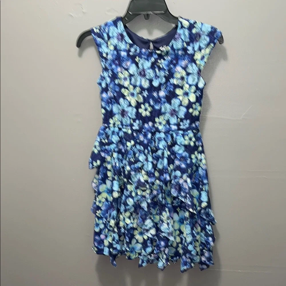 Floral‎ Blue Sleeveless Dress